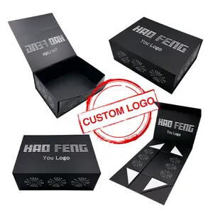 उत्तम कस्टम मैग्नेटिक फोल्डिंग पेपर पैकेजिंग कार्डबोर्ड टिकाऊ ब्लैक मैग्नेट फोल्डिंग बॉक्स