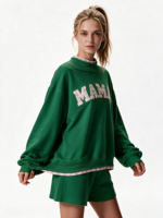 Ensemble complet : Sweat-shirt à col montant pour femme 2026, coupe oversize courte, pour adolescentes, ample, à manches longues, mode hiver