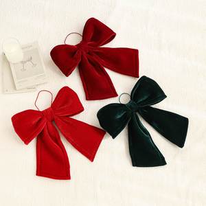 Handmade Velvet Heart-Shaped Bow Plush Flocking Christmas Ornament <b>Cloth</b> Material Home Holiday Wedding Decoration - Product Image 2