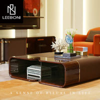Table basse en ébène de style villa italienne de luxe, table basse carrée contemporaine haut de gamme noire