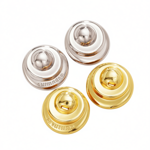 Botón de Metal Dorado Haima E3941 con Logotipo Grabado, Estilo Clásico, 10mm, Plateado - Product Image 1