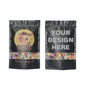 Custom Printed 3.5 Mylar Baggies Stand Up Pouch Resealable Zip Lock Candy Gummy Tea Coffee Packaging Bags For Pet Food Storage