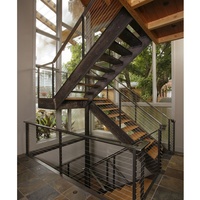 Escalier droit Tanlong, escalier moderne en acier, design d'escalier intérieur, escalier en verre