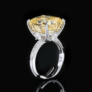 High Quality Simple Jewelry Eco-friendly Copper Dazzling Brilliance Geometric <b>Square</b> 12*16MM High Carbon Zircon <b>Adjustable</b> Ring - Product Image 5