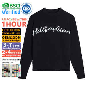 Custom LOGO Men's Sweater Manufacturer Pullover Jacquard Knitwear Winter Streetwear Crew Neck Casual Jumper Knit Sweater - Product Image 1