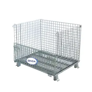Capacity 400-1500kg Stacking Pallets Metal Steel Warehouse Storage Wire Mesh Container Mesh Cage