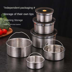 Contenitore Sigillato in Acciaio Inox 304 per Frigorifero con Drenaggio, Cestino per Conservazione Frutta e Picnic all'Aperto - Product Image 2