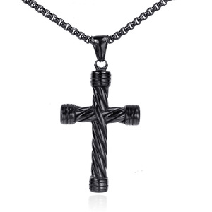 <b>Men's</b> Stainless Steel <b>Cross</b> Pendant Necklace | PVD 18K Gold Plated <b>Cross</b> Design | Trendy and Durable Religious Jewelry for <b>Men</b> - Product Image 2