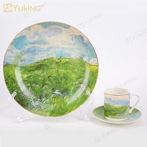 Ensemble de tasses à <span class=keywords><strong>café</strong></span> et à thé et soucoupes <span class=keywords><strong>Royal</strong></span> Fine New Bone China-Style de peinture à l'huile abstraite vintage - Product Image 3