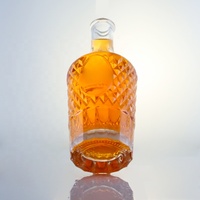 Botol kaca ukir, desain unik bundar wiski Vodka anggur 500ml 700ml 750ml