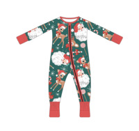 Combinaison bébé en bambou à fermeture éclair, douce, respirante, personnalisée, à manches longues, adorable, pyjama pour nourrisson et tout-petit
