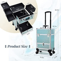 Grande Capacité Aluminium ABS Chariot Trousse De Maquillage Bonbons Ensemble Complet Kit Cosmétique Mallette De Rangement Roues À La Mode Artiste Professionnel
