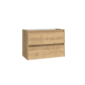 Alta Resistencia a Impactos y Humedad VENTO Blanco Brillante / Roble Natural 60 (Sin Tapa) 2 Cajones Montado en Pared Profundidad Reducida - Product Image 1