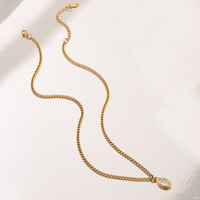 Kalung Rantai Kuba dengan Liontin Berbentuk Mata Berwarna-warni dari Zirconia Kubik Marquise Berlapis Emas PVD Stainless Steel Tahan Air untuk Wanita.