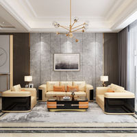Ensemble de canapés haut de gamme de luxe italien Design contemporain en cuir véritable et bois massif Nouvelle arrivée pour les villas d'hôtel et les sous-sols