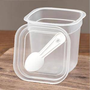 220/280ml cốc nhựa dùng một lần có nắp và muỗng tròn vuông trong suốt gói hộp bánh pudding cho đồ ăn nhẹ tráng miệng sữa chua - Product Image 2