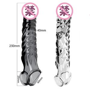 Wiederverwendbares, sexy Silikon-Kristall-Kondom mit Noppen für Männer, vibrierend und waschbar für langanhaltenden Spaß - Product Image 3