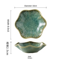 Plat à trempette pour marmite domestique de style japonais couleur glaçure en céramique de belle apparence pour la sauce soja barbecue Assiettes à vaisselle en feuille de lotus