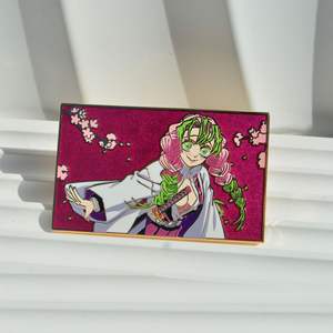 Demon Slayer estilo japonés Metal esmalte insignia mariposa Ninja Miri broche negro niquelado mochila escolar accesorio Pin - Product Image 4