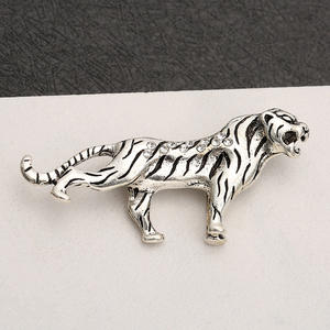 เข็มกลัดลายเสือขนาดใหญ่พิเศษ สไตล์เรโทร ประดับคริสตัลและเพชรเทียม สีทองโบราณ/สีเงิน ของขวัญงานหมั้น/งานแต่งงาน ชุบโลหะผสม - Product Image 5