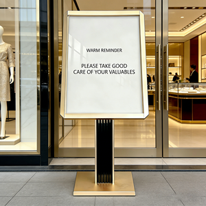 Support publicitaire autoportant en métal avec base imitation bois pour signalétique promotionnelle - Product Image 2