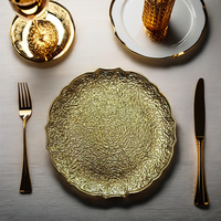 Assiettes de Présentation Rondes Modernes Dorées Style Européen de Luxe 13 Pouces en PP Plastique Durables pour Mariages et Fêtes