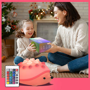 ICARER FAMILY RGB 16 couleurs mignon Anime hérisson Pat Silicone lumière lampe doux enfants veilleuse Portable nuit lampe pour chambre - Product Image 6