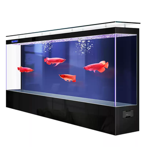 뒤쪽 여과가있는 벽에 대한 거실에서 가정용 정사각형 바닥 스탠딩 수직 유리 금붕어 탱크 - Product Image 5