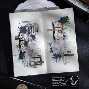 20 tờ/gói phong cảnh vật nuôi Sticker gói đen trắng dấu vết loạt màu gradient Cơ Sở Lớp dán - Product Image 1