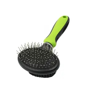 Double Sided Pet Hair Grooming Pin And Bristle Dog Cat Combo Brush