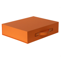 Boîtes cadeaux rigides en carton orange grand format avec poignée, personnalisables avec logo, pour emballage de montres et colliers de luxe, recyclables, pour ensembles de bijoux.