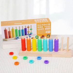 Color Recognition Sorting Sensory Toy <b>Wooden</b> Color Sorting Stacking Toys <b>Rainbow</b> Rings Game - Product Image 6
