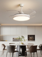 Ventilateur de plafond rétractable LED moderne de 42 pouces avec éclairage, télécommande et haut-parleur Bluetooth, style lustre décoratif
