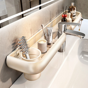 Estante de Almacenamiento para Lavabo de Baño, Estante de Esquina Montado en la Pared, Rectangular, de Aleación de Aluminio, Duradero, Sin Necesidad de Perforación - Product Image 1