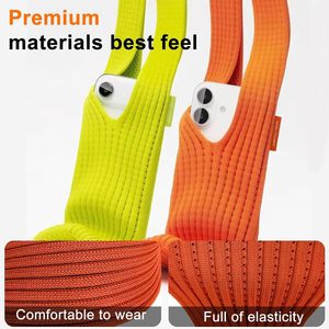 IDEA GIFT Étui de téléphone portable en polyester tricoté personnalisé, style long ou court, sac de téléphone écologique, sac bandoulière de voyage, pochette pour téléphone - Product Image 5