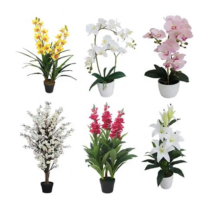 White Phalaenopsis Plastic Flowers Orchids Artificial Plants For Home Office Wedding Decoration