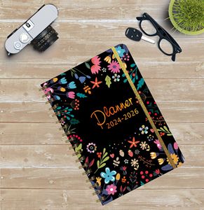 2024 2026 impression personnalisée A5 Agenda quotidien planificateur classeur étudiant cahier à spirale pour l'école <span class=keywords><strong>bureau</strong></span> enseignant objectifs académiques - Product Image 1