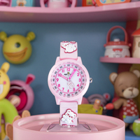 Nouveau dessin animé mignon enfants acrylique bande plastique mouvement à Quartz 3ATM résistant à l'eau pointeur affichage montre-bracelet