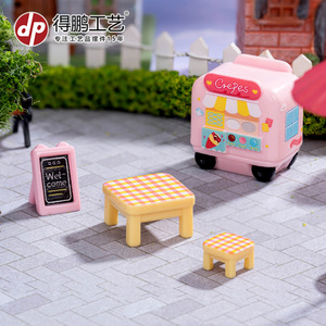 Dp Miniature Crepe Cart Table Resin Ornament Dollhouse Decoration Accessory Set - Product Image 3
