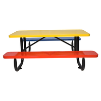 Mobilier d'extérieur commercial 72 pouces 96 pouces table de pique-nique de camping en acier avec banc restaurant extérieur parc table à manger en métal
