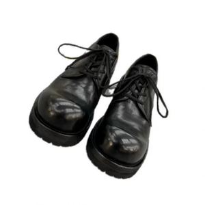 Chaussures Oxford en cuir noir à bout rond, lacets, semelle extérieure en caoutchouc, semelle intermédiaire en EVA, antidérapantes, toutes saisons, chaussures décontractées pour hommes - Product Image 3