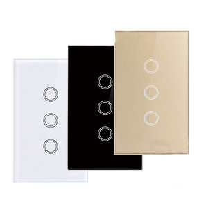 Sakelar sentuh US AU sakelar Dinding 1/2/3 Gang 4 arah sakelar lampu tahan api casing bagian bawah PC kaca antigores Panel sentuh mewah - Product Image 1