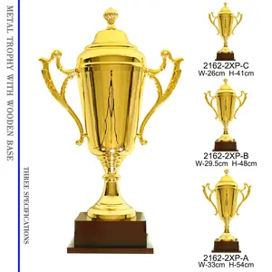 2162-2XP Wooden Base Metal Gold Trophy Custom Souvenir Sport Award Trophy