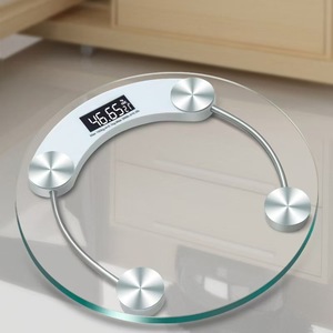 Round Electronic Body Scale 28cm Tempered Glass LCD Display Home Use Weight Measuring Durable Rechargeable - Product Image 1