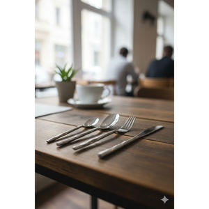 Ensemble de couverts classiques en acier inoxydable – Vaisselle de style café et restaurant - Product Image 2