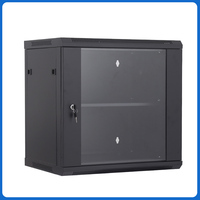 Armoire réseau murale 12U, rack de serveur, boîtier avec porte en verre verrouillable, acier SPCC, noir mat, petit format, pour le stockage de données à domicile ou au bureau