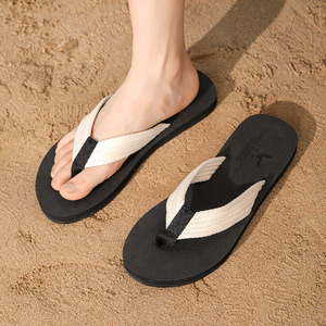 Men's Flip Flops F801 Red Black Beige Gray Outdoor Beach <b>Sandals</b> Soft Thick Sole Non Slip Summer Retro Style Adult Size - Product Image 3