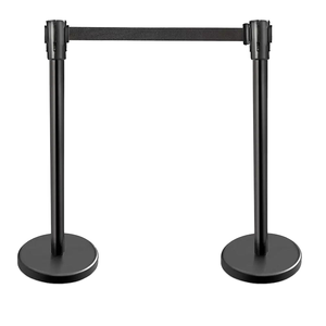 Barrière de circulation rétractable <span class=keywords><strong>en</strong></span> acier inoxydable, prix usine, noire anti-éblouissement, argentée, hauteur 36, diamètre 6 mm - Product Image 1