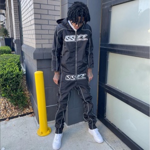 Ensemble de survêtement décontracté pour homme, coupe-vent léger, veste zippée à capuche et pantalon en nylon, style hip-hop, idéal pour l'hiver - Product Image 5