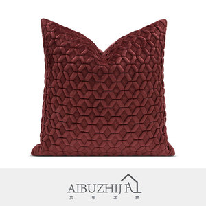 AIBUZHIJIA <span class=keywords><strong>Federa</strong></span> Trapuntata in Velluto <span class=keywords><strong>Rosso</strong></span> Vino, Copricuscino Decorativo 2022, Nuovo Design di Federe per Cuscini - Product Image 2